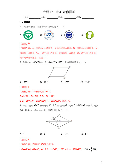 专题02 中心对称图形(解析版)