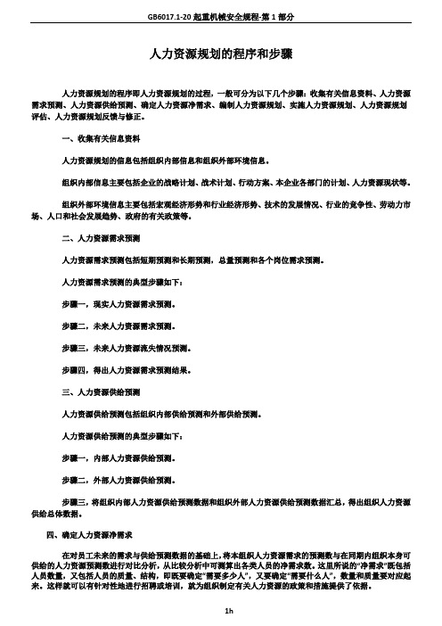 人力资源规划的程序和步骤