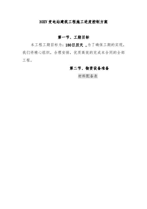 35KV变电站建筑工程施工进度控制方案