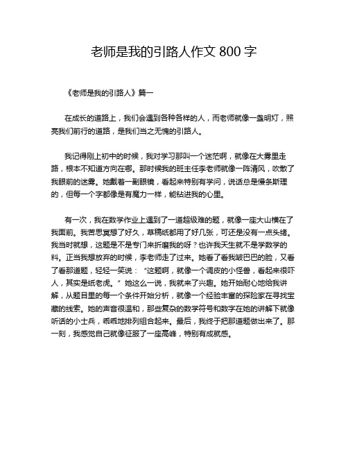 老师是我的引路人作文800字