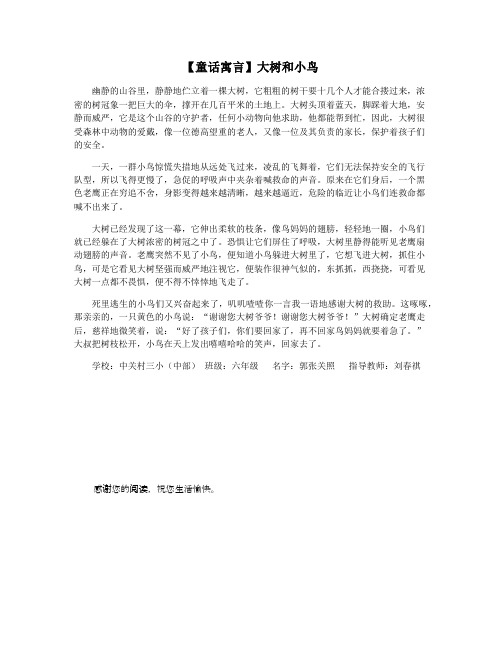 【童话寓言】大树和小鸟