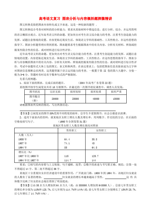 高考语文复习 图表分析与内容概括题探微精讲