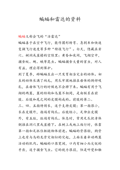 蝙蝠和雷达的资料