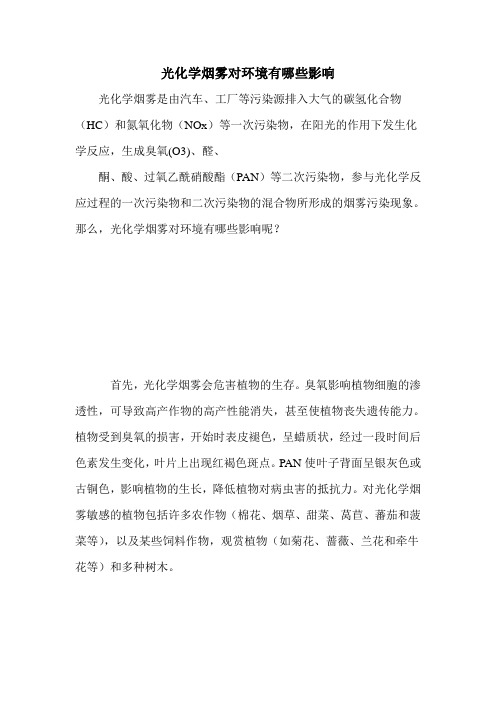 光化学烟雾对环境有哪些影响