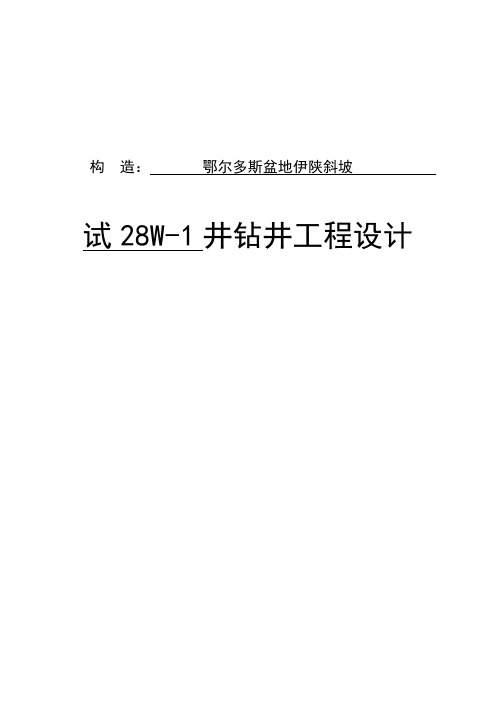 鄂尔多斯盆地伊陕斜坡试28W-1井工程设计 精品