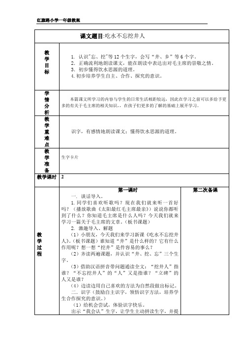 部编版小学语文一年级下册1吃水不忘挖井人2我多想去看看