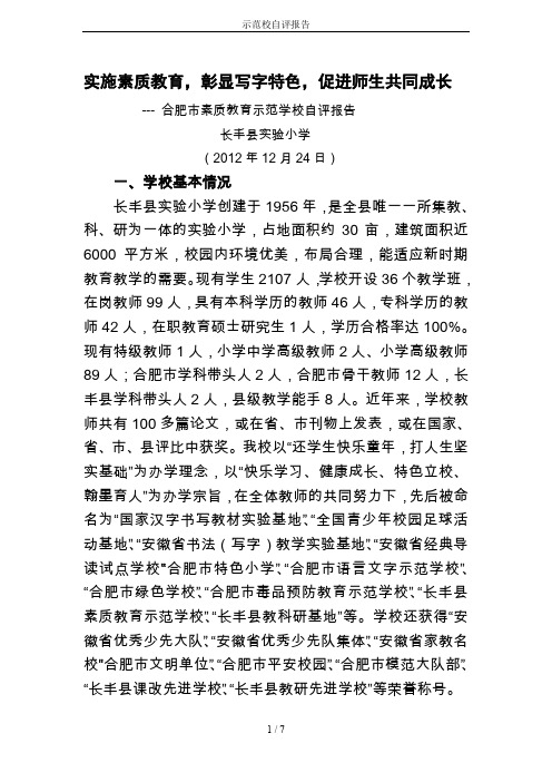 示范校自评报告