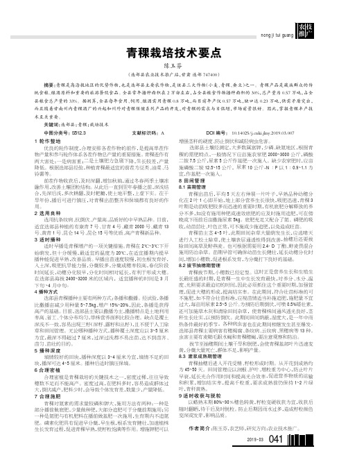 青稞栽培技术要点
