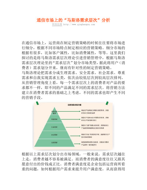 通信市场上的“马斯洛需求层次”分析