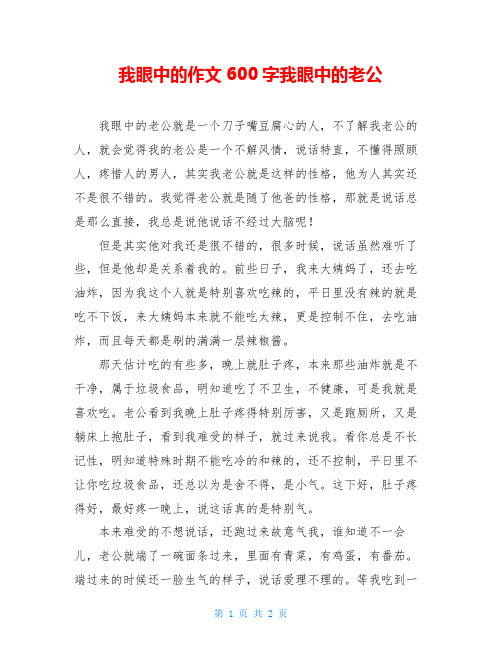 我眼中的作文600字我眼中的老公