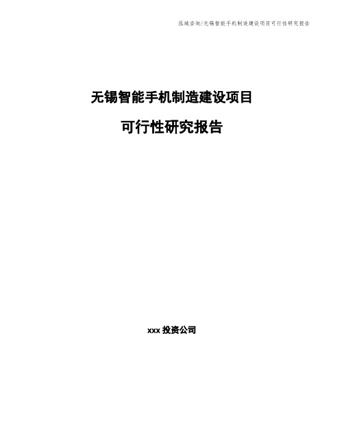 无锡智能手机制造建设项目可行性研究报告