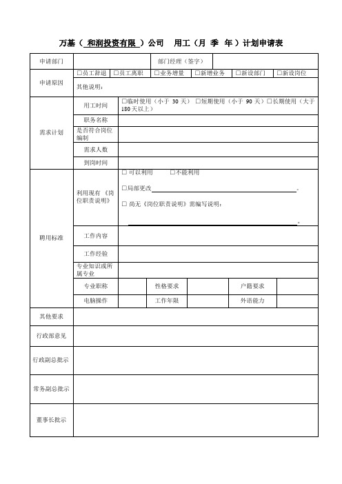 用工招聘申请表