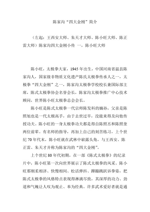 陈家沟“四大金刚”简介