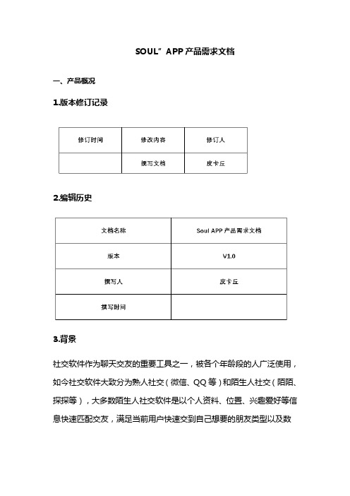SOUL”APP产品需求文档