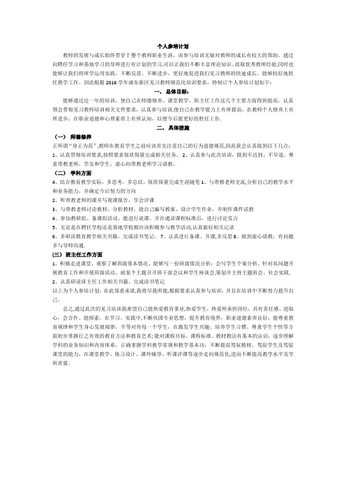 见习教师--参培计划书