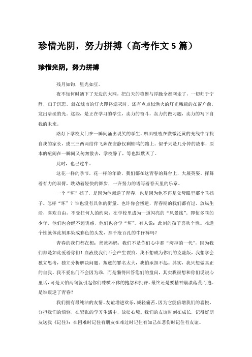 珍惜光阴,努力拼搏(高考作文5篇)