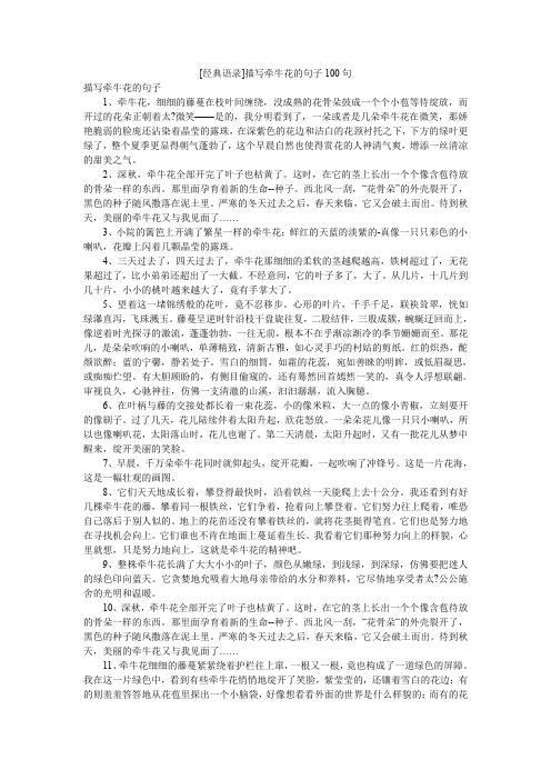 [经典语录]描写牵牛花的句子100句