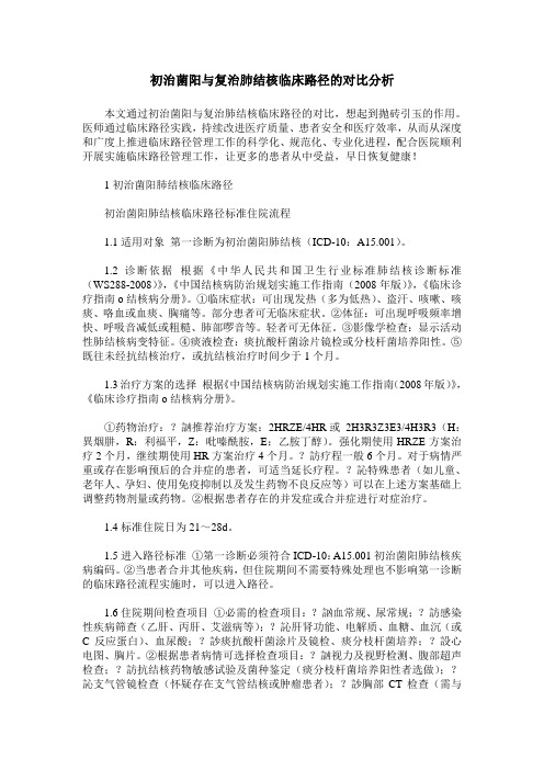 初治菌阳与复治肺结核临床路径的对比分析