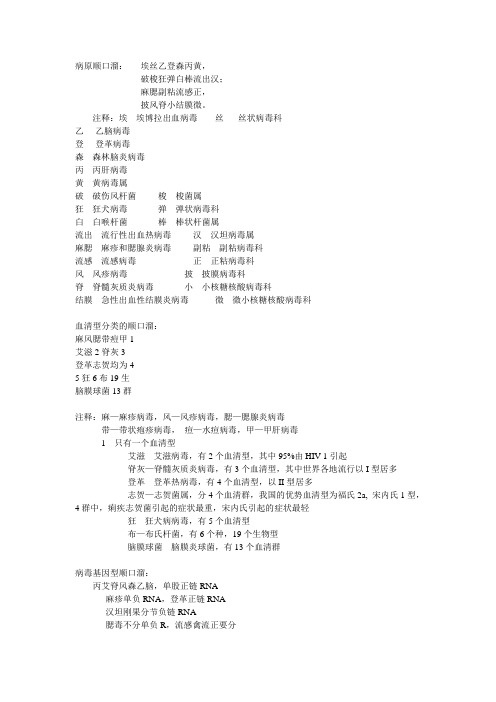 病原顺口溜