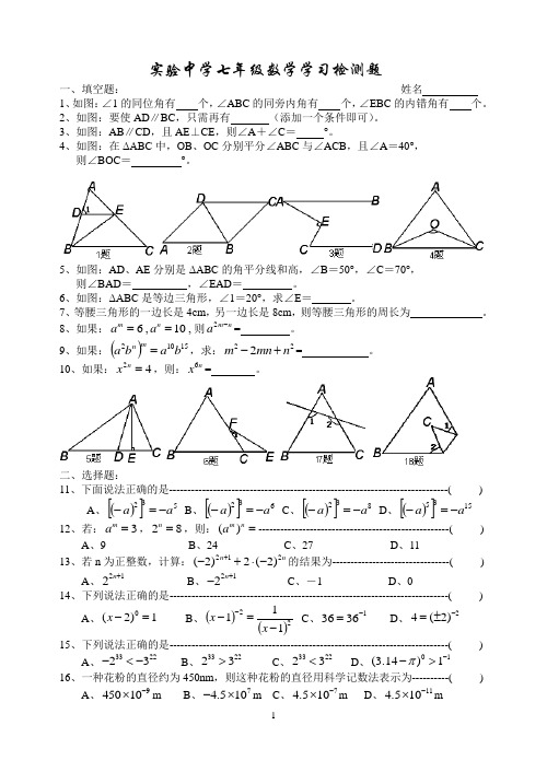 七年级数学提优试卷