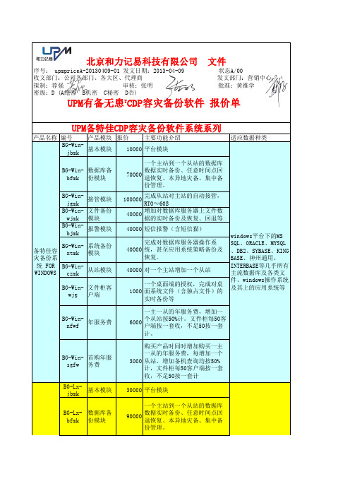 和力记易CDP容灾备份软件备特佳及PDM系列报价单