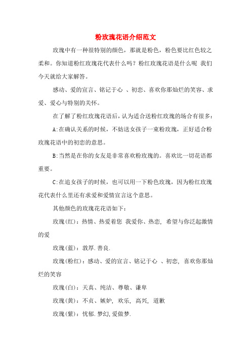 粉玫瑰花语介绍范文