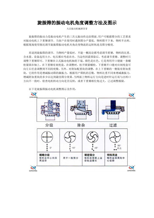 旋振筛的振动电机角度调整方法及图示