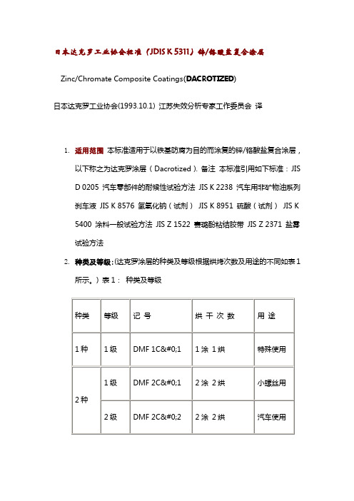 日本达克罗工业协会标准
