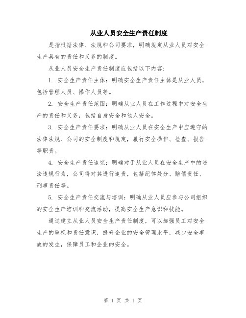 从业人员安全生产责任制度