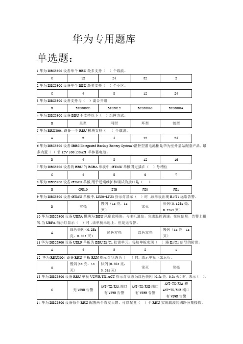移动考试基站题库(华为专业知识)
