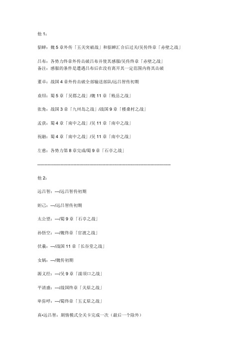 无双大蛇z全人物