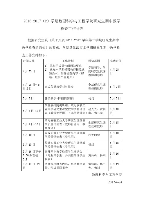 检查工作计划