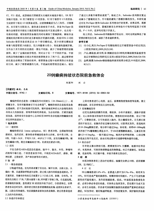 20例癫痫持续状态院前急救体会