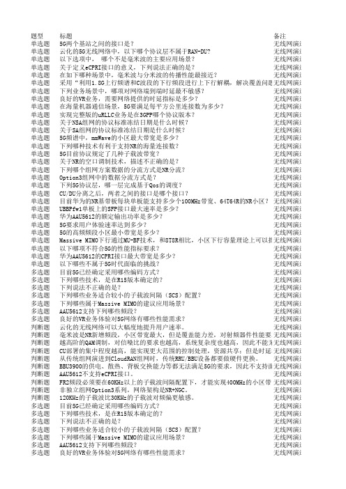 5G无线网初级认证试题