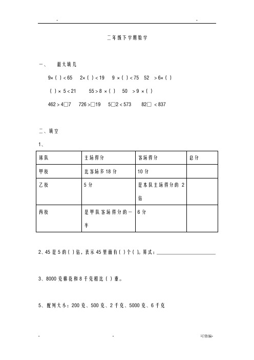 二年级下学期数学-错题集(全)