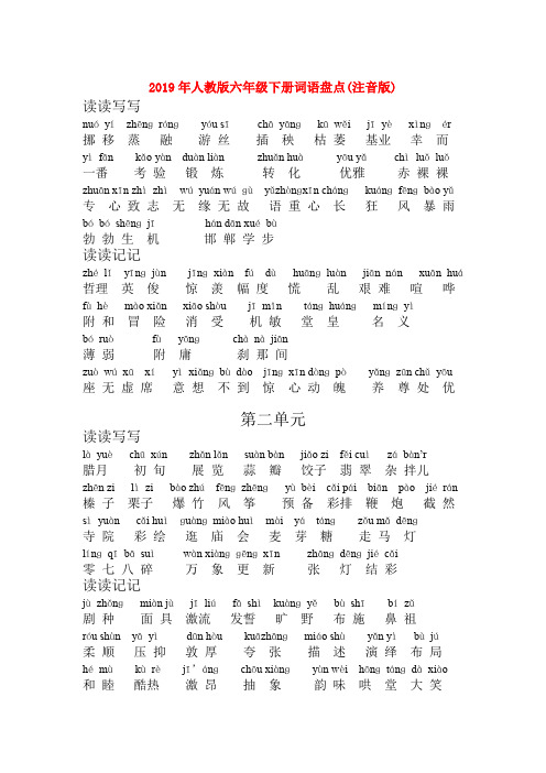 (小学教育)2019年人教版六年级下册词语盘点(注音版)