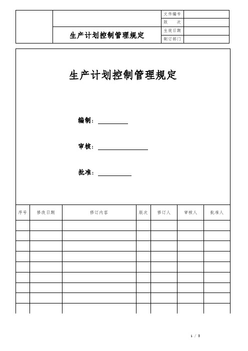 生产计划控制管理规定