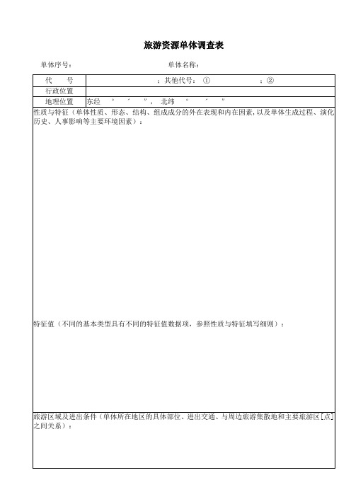 旅游资源单体调查表(空白表)(1)