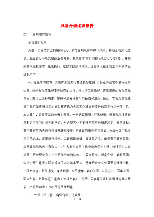 风险合规述职报告