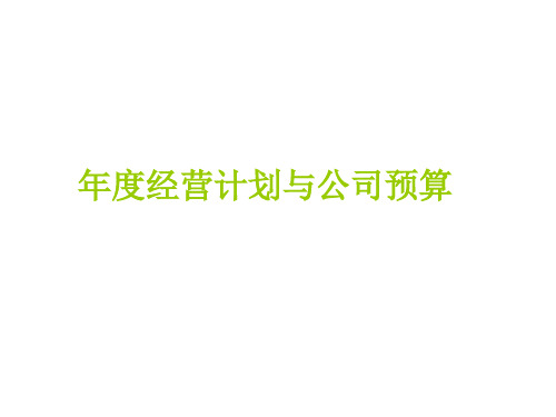 年度经营计划和公司预算