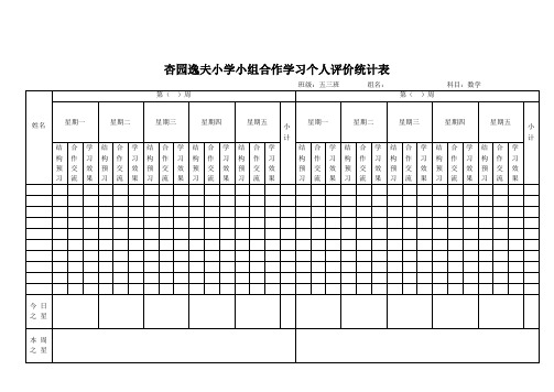 小组学习评价表
