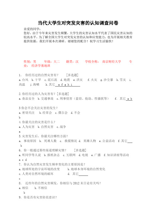 大学生对灾害的认知调查问卷.doc.gzip