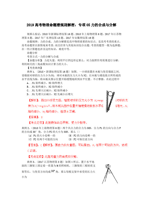 2019高考物理命题潜规则解密：专项05力的合成与分解