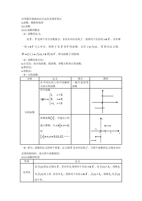 应用数学基础知识点总结及课堂笔记