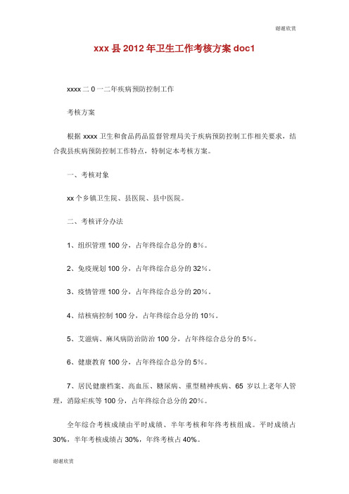 xxx县2012年卫生工作考核方案.doc