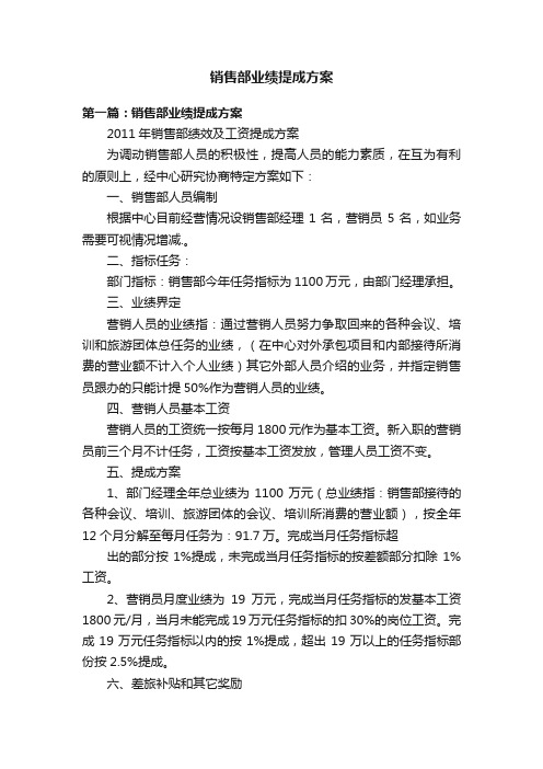 销售部业绩提成方案