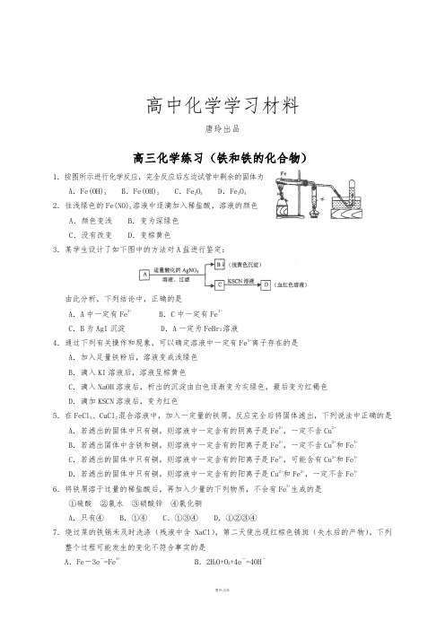 高考化学复习高三化学练习(铁和铁的化合物).docx