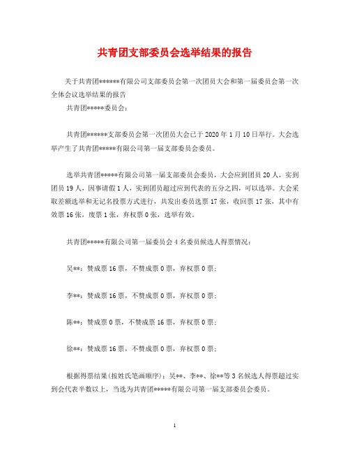 共青团支部委员会选举结果的报告
