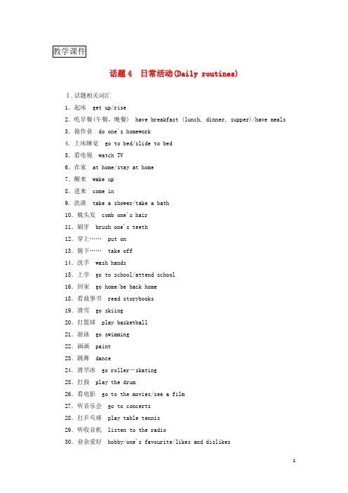 2018_2019年高考英语学业水平测试复习书面表达话题4日常活动
