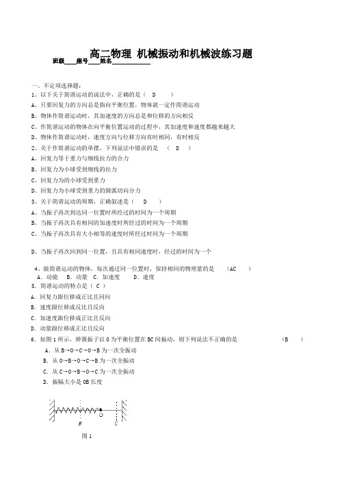 高二物理 机械振动和机械波练习题